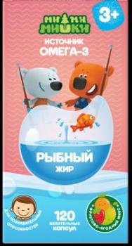 Рыбный жир детский ми-ми-мишки капс. жев. фруктово-ягодный микс 400мг N120