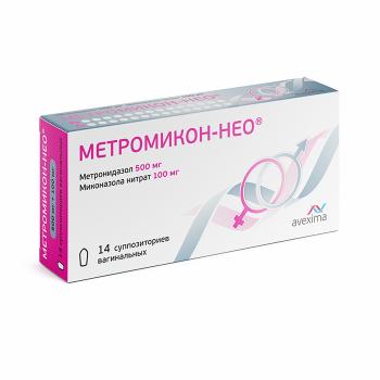 Метромикон нео супп. ваг. 500мг+100мг N14