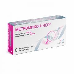 Метромикон нео супп. ваг. 500мг+100мг N14