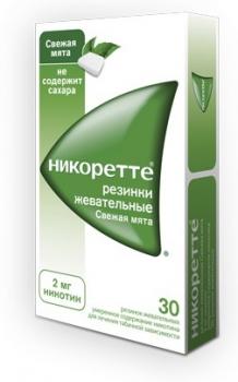 Никоретте жев резинка свежая мята 2мг N30