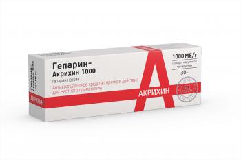 Гепарин-Акрихин 1000 гель д/наружн. прим. 1тыс.МЕ/1г 30г N1